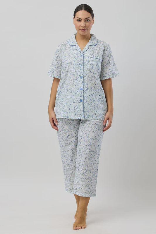 Pansies 7/8 PJ Set in Blue