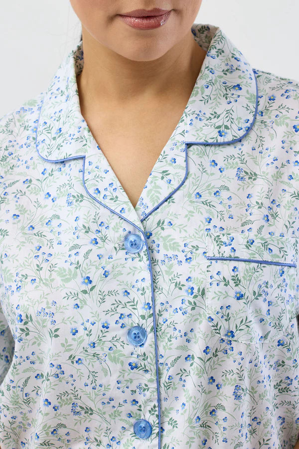 Pansies 7/8 PJ Set in Blue