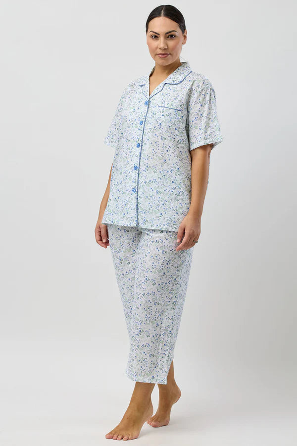 Pansies 7/8 PJ Set in Blue