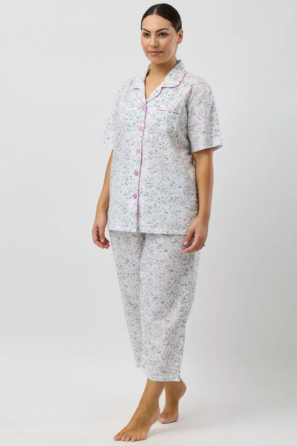 Pansies 7/8 PJ Set in Pink