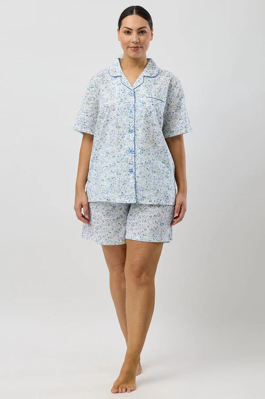 Pansies Short PJ Set in Blue