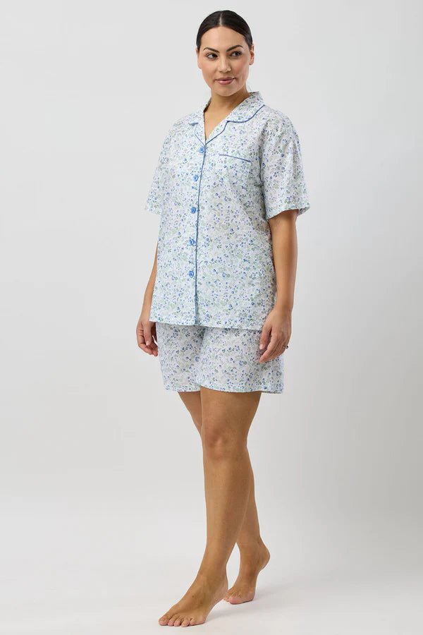 Pansies Short PJ Set in Blue