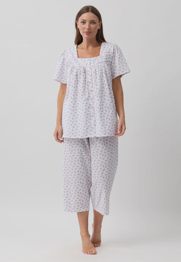 Rosebud 3/4 PJ Set in Pink or Blue