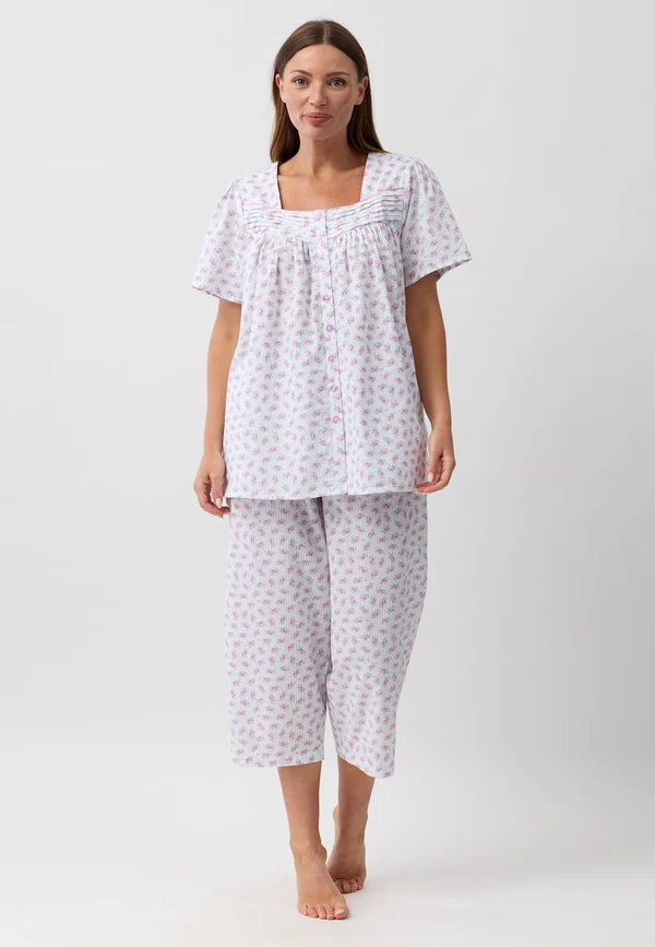Rosebud 3/4 PJ Set in Pink or Blue