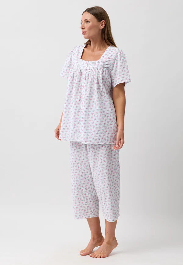 Rosebud 3/4 PJ Set in Pink or Blue