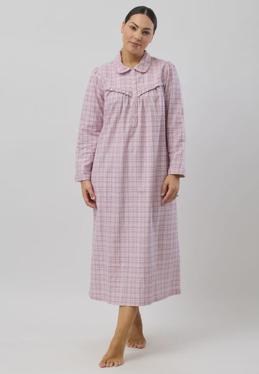 SCHRANK  HOUNDSTOOTH COLLAR NIGHTIE PINK
