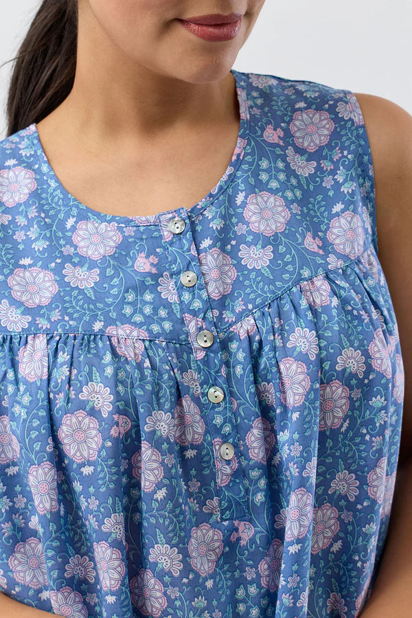 Boho Sleeveless Nightie in Denim