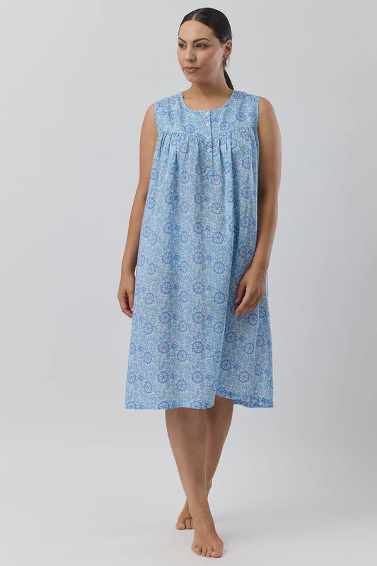 Boho Sleeveless Nightie in Sky