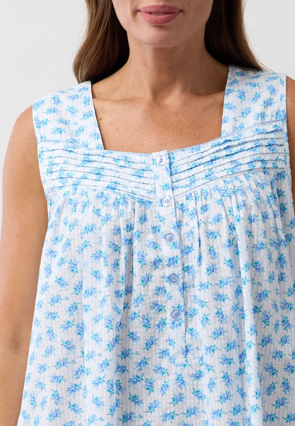 Rosebud Sleeveless Nightie in Pink or Blue