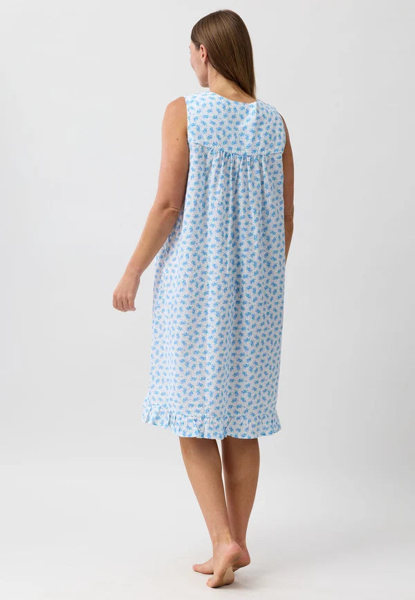 Rosebud Sleeveless Nightie in Pink or Blue