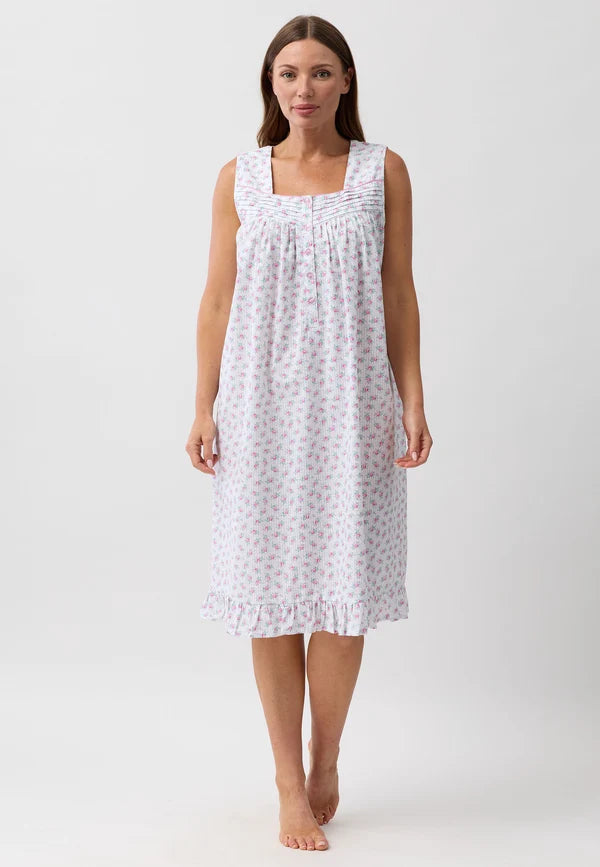 Rosebud Sleeveless Nightie in Pink or Blue