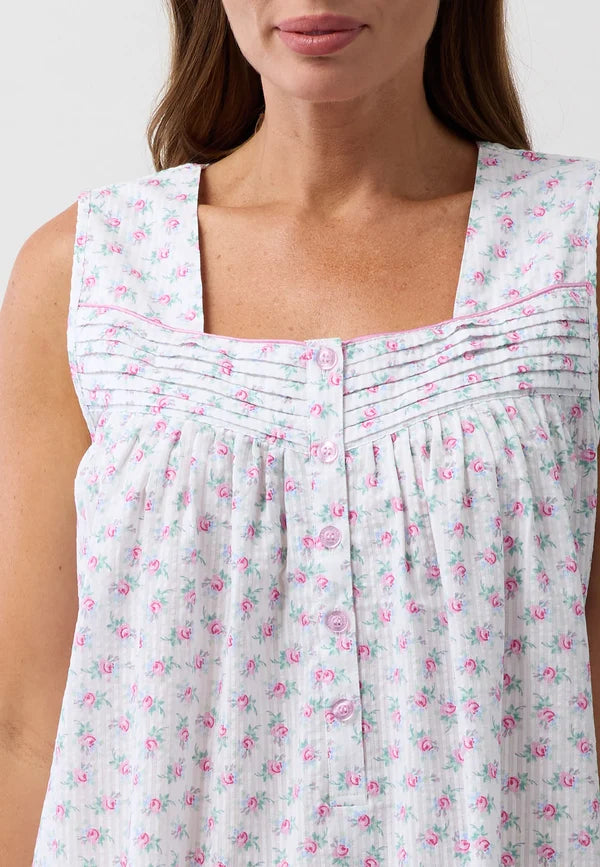 Rosebud Sleeveless Nightie in Pink or Blue