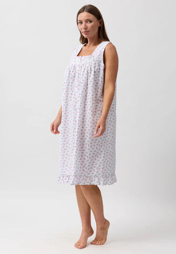 Rosebud Sleeveless Nightie in Pink or Blue