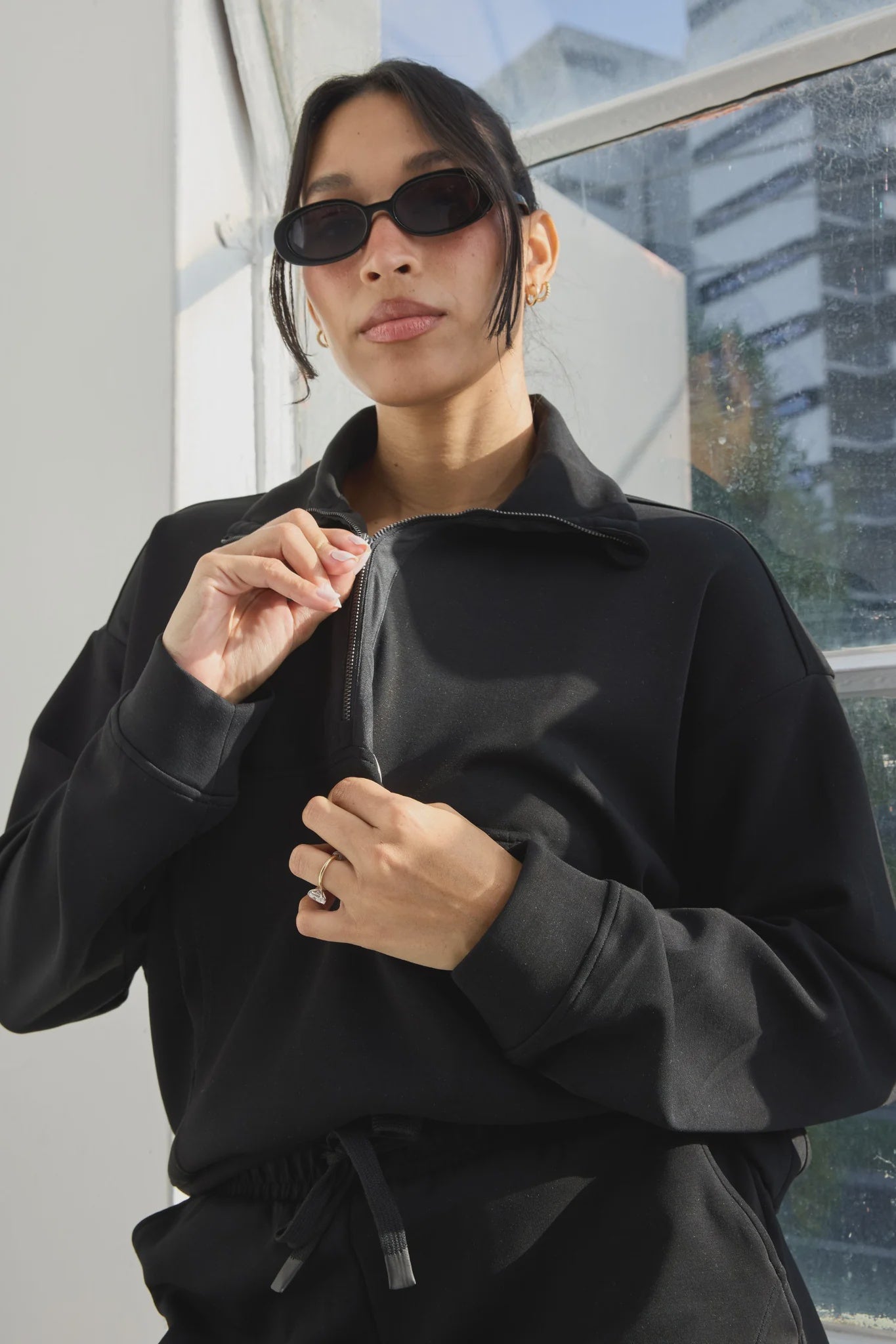 Soft Luxury 1/2 Zip Sweater - Black