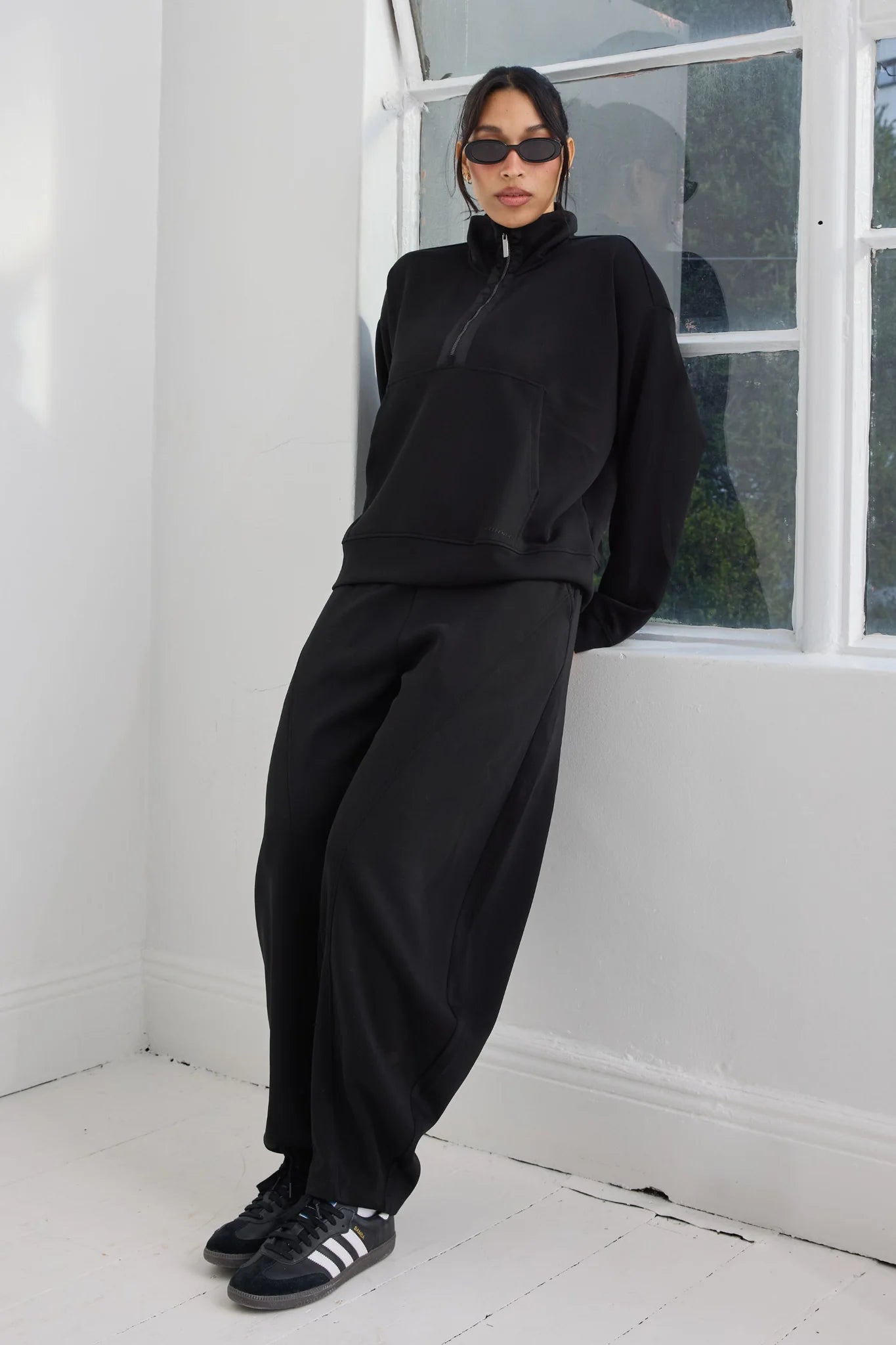 Soft Luxury Barrel Leg Track Pant - Black