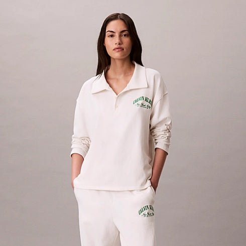 Cotton Heritage Logo Pyjama Top in Tofu