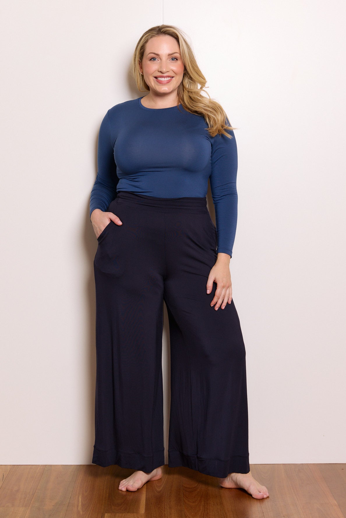 High Neck Long Sleeve in Marine