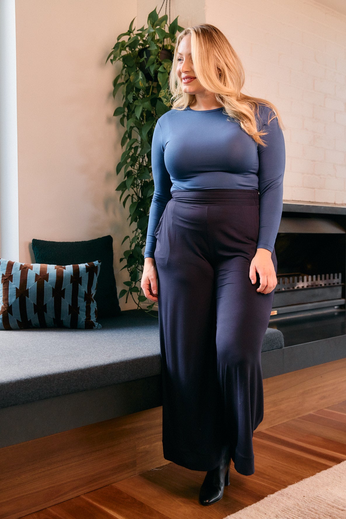 High Neck Long Sleeve in Marine