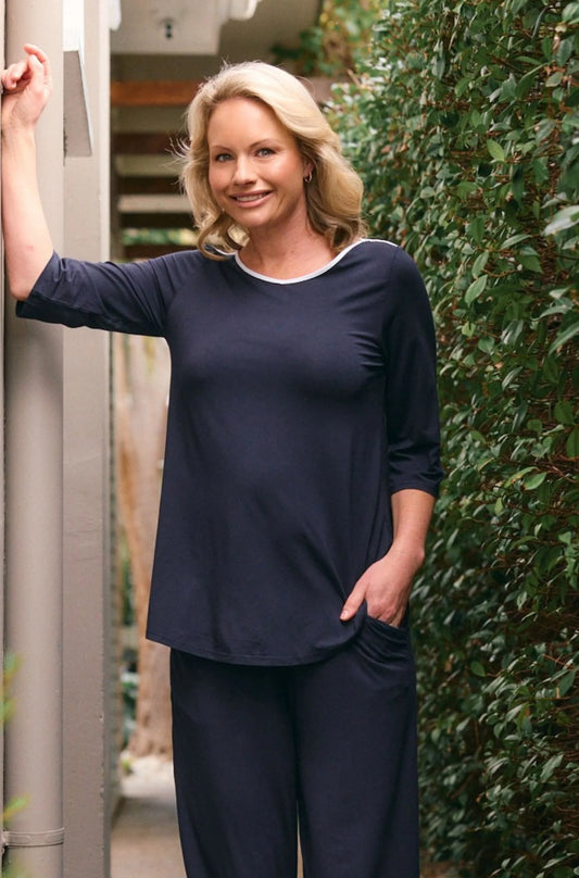 Elbow Swing Tee - French Navy White Trim