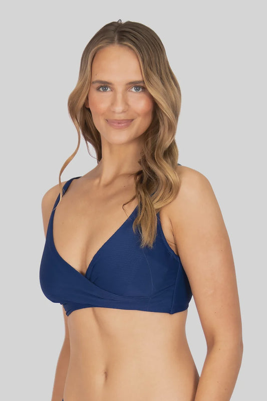 Rococco D/E Cup Wrap Bikini Bra Top in Ink