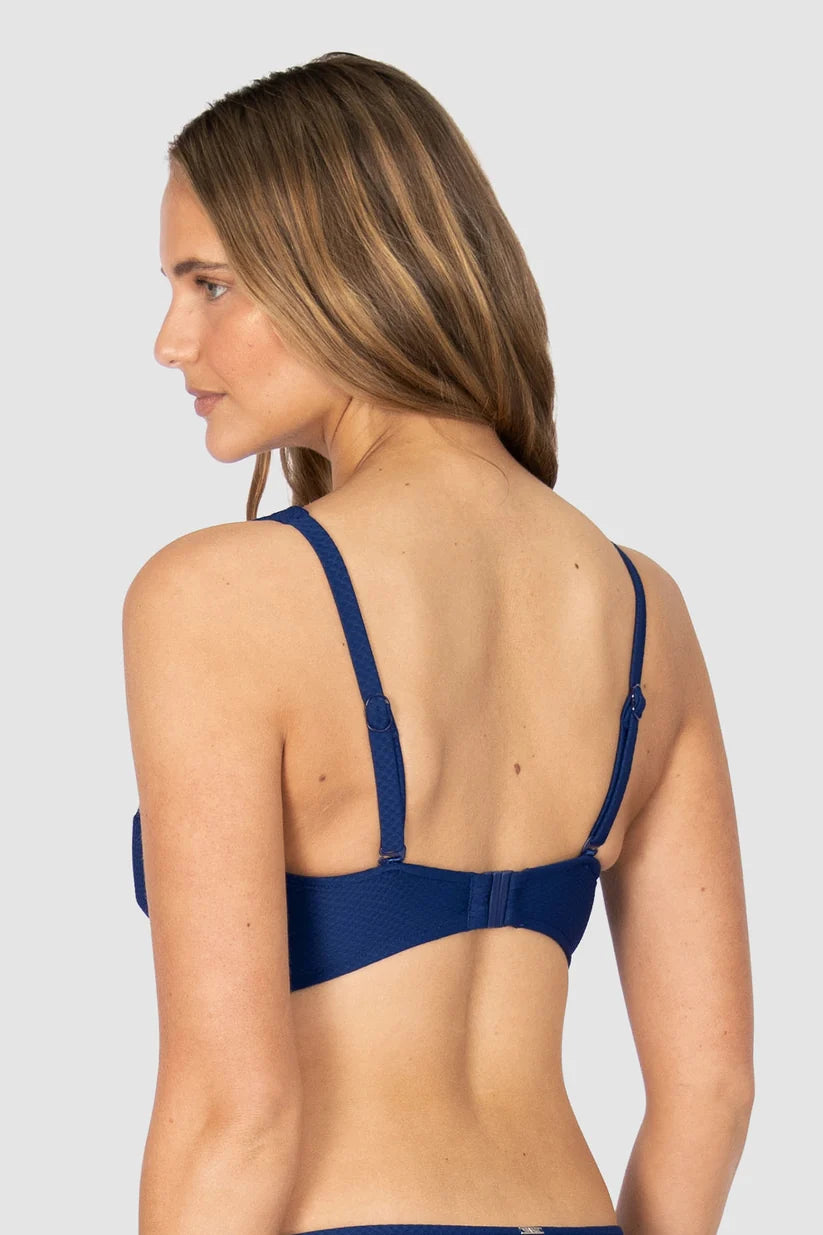 Rococco D/E Cup Wrap Bikini Bra Top in Ink