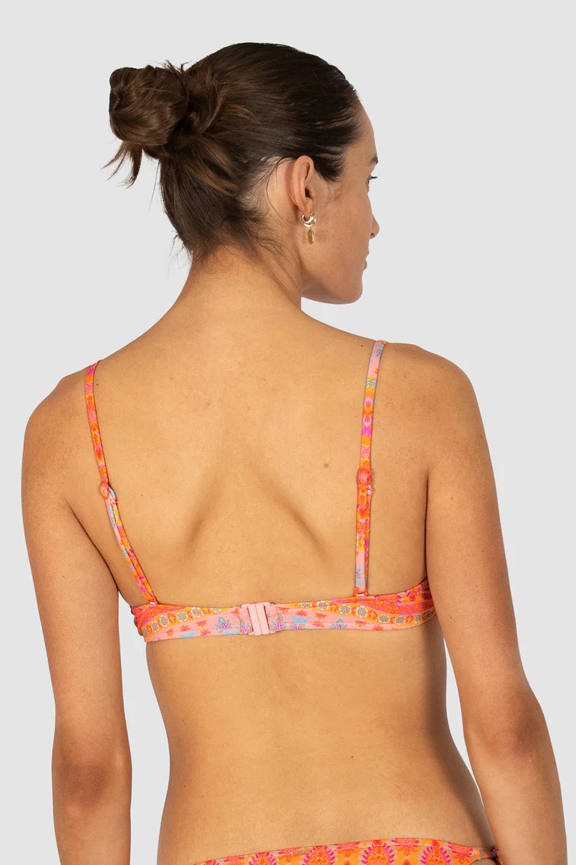 Morocco Ruched Underwire Bikini Bra Top in Sunset