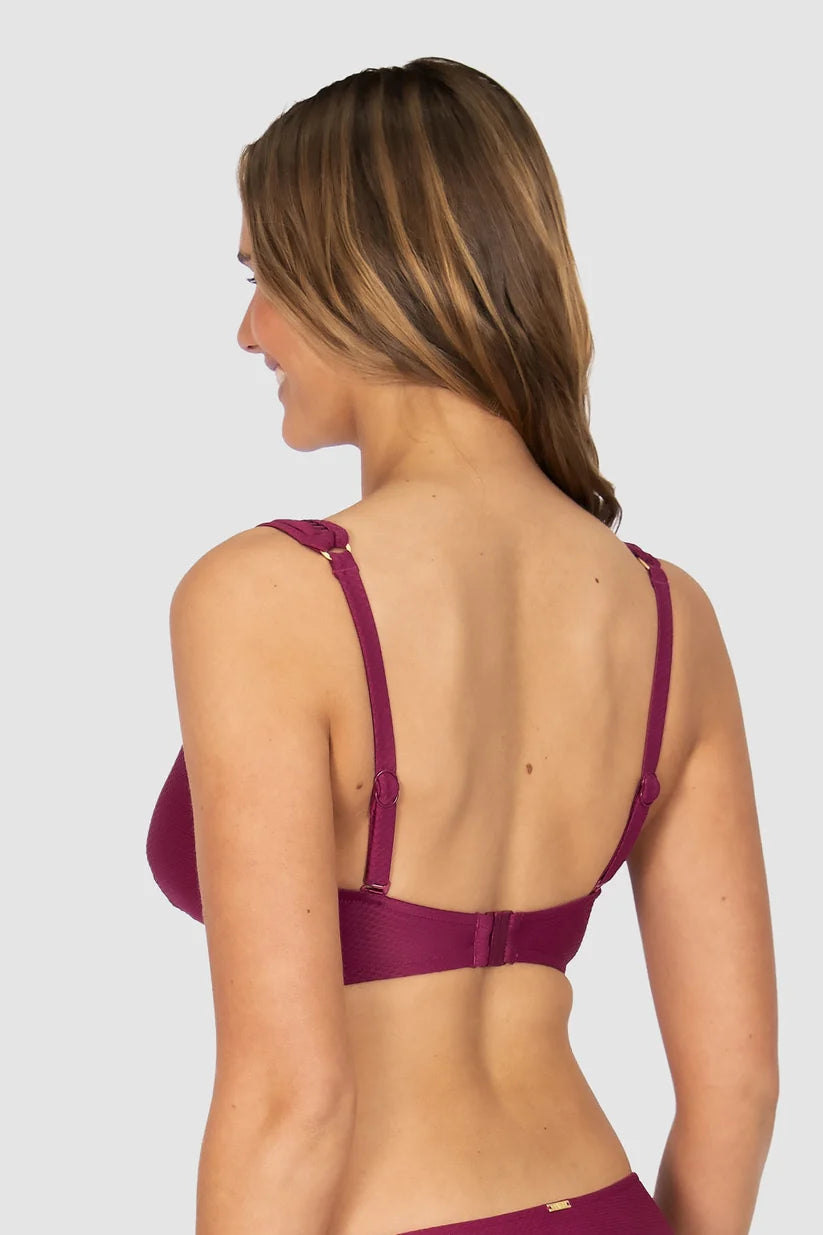 Rococco D/DD Cup Longlline Bikini Bra Top in Berry