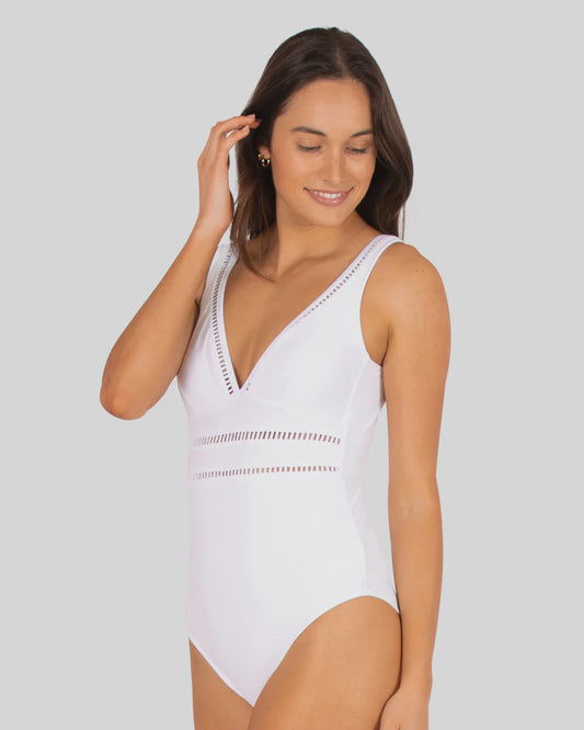 Rococco Longline One piece Swimsuit in White