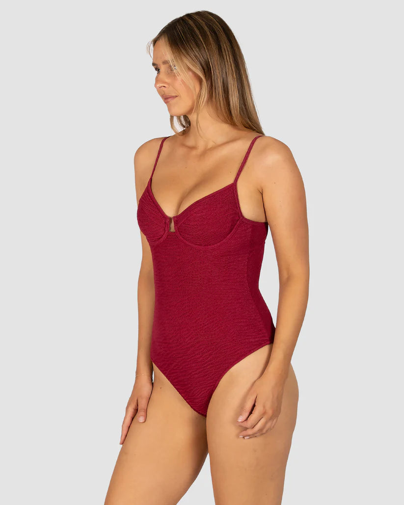 Ibiza Underwire Balconette One Piece Swimsuit in Scarlet