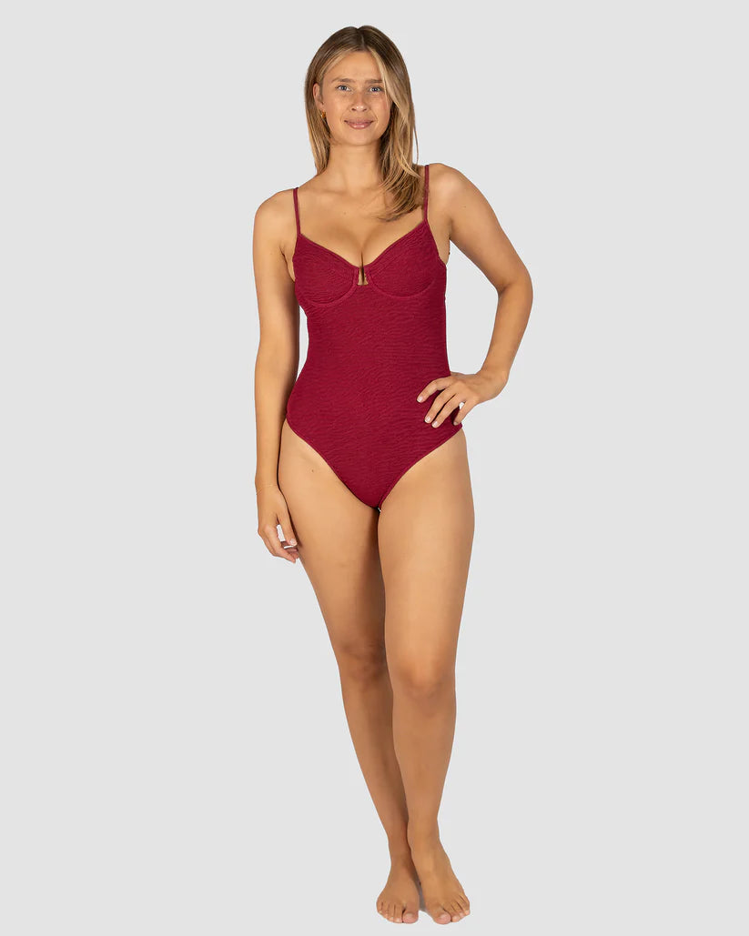 Ibiza Underwire Balconette One Piece Swimsuit in Scarlet
