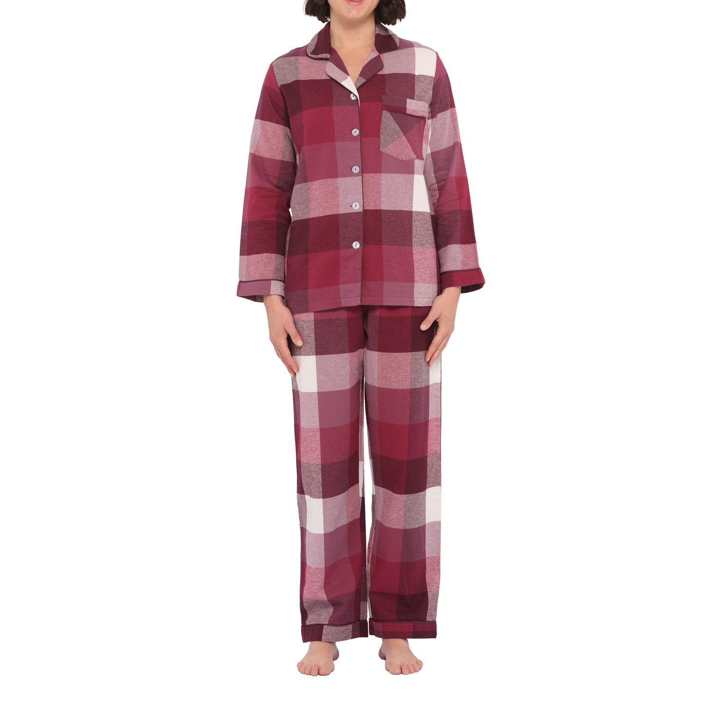 Deep Twilight Flannelette Pyjama Set in Burgandy