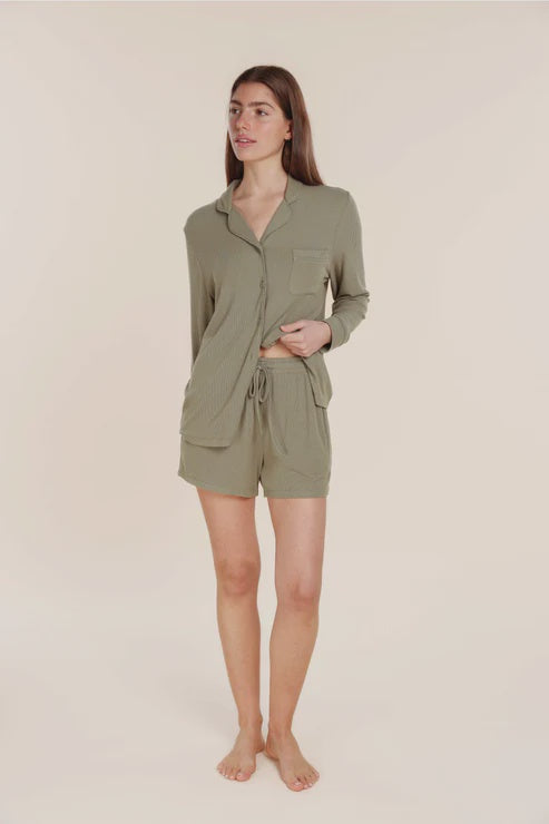 Adelaide Ribbed Shorts in Olive