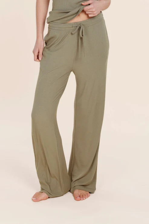 Athens Ribbed Long Pants in Olive