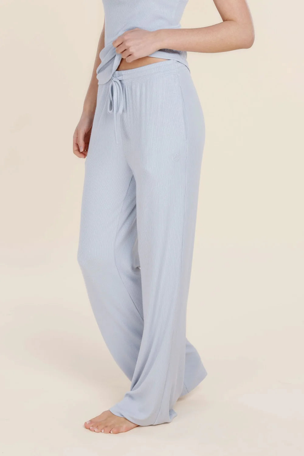 Athens Ribbed Long Pants in Powder Blue