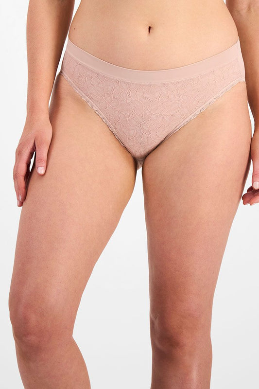 Barely There Lace Bikini Brief in Nude Lace