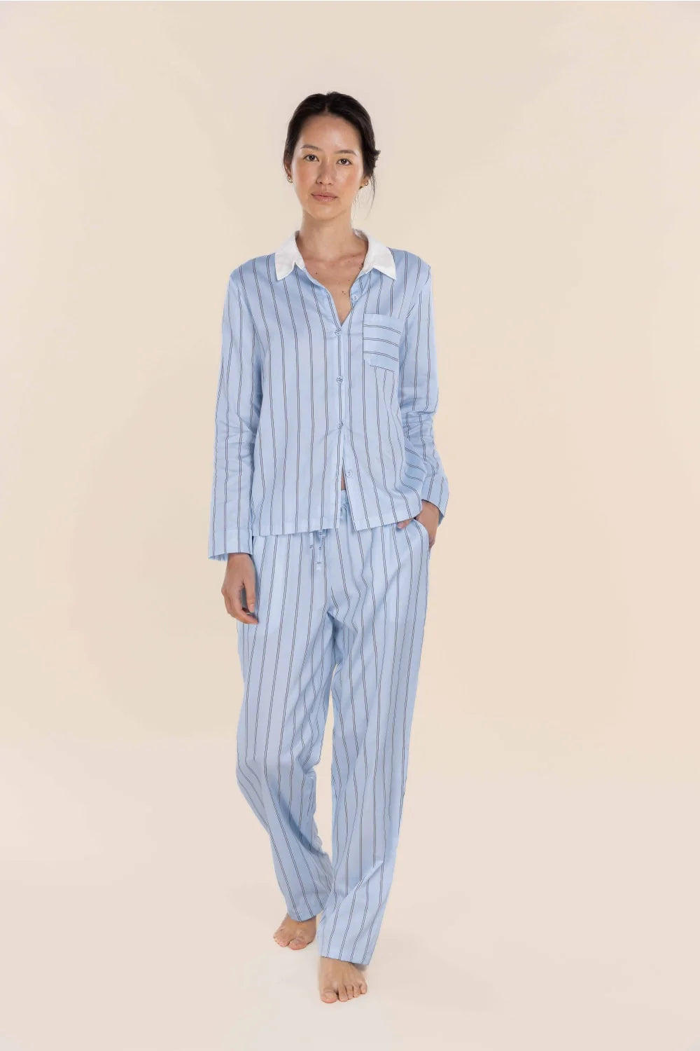 Belinda Cotton Long PJ Set in Blue