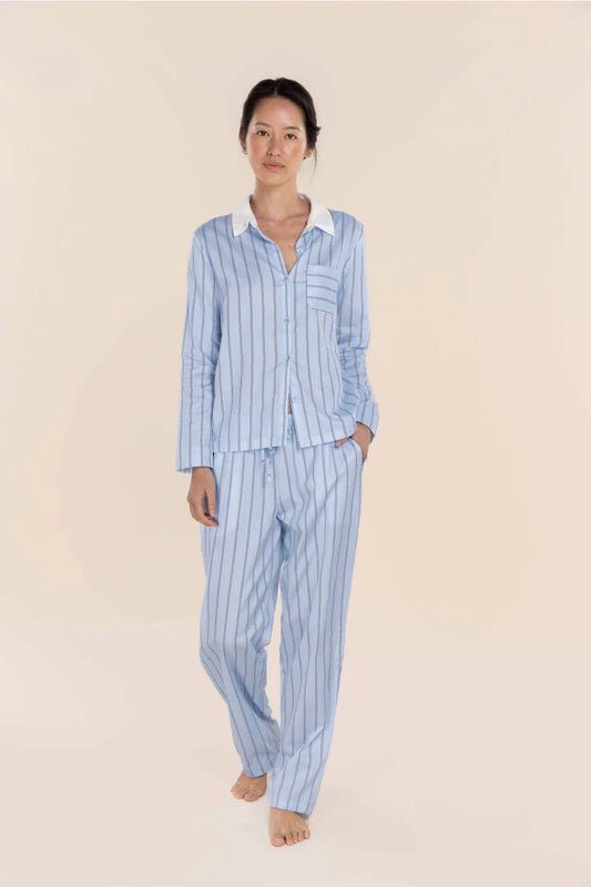 Belinda Cotton Long PJ Set in Blue