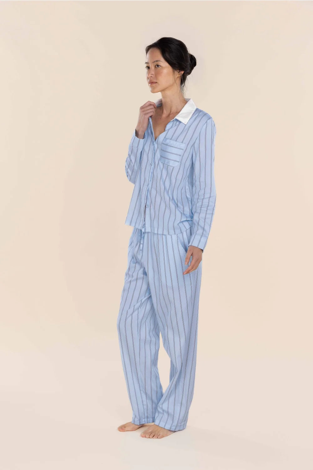 Belinda Cotton Long PJ Set in Blue