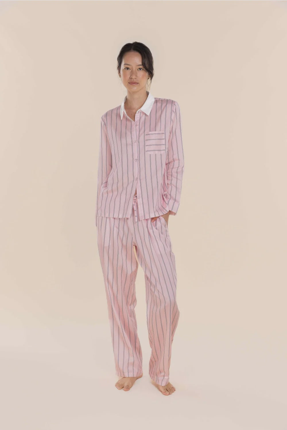 Belinda Cotton Long PJ Set in Pink