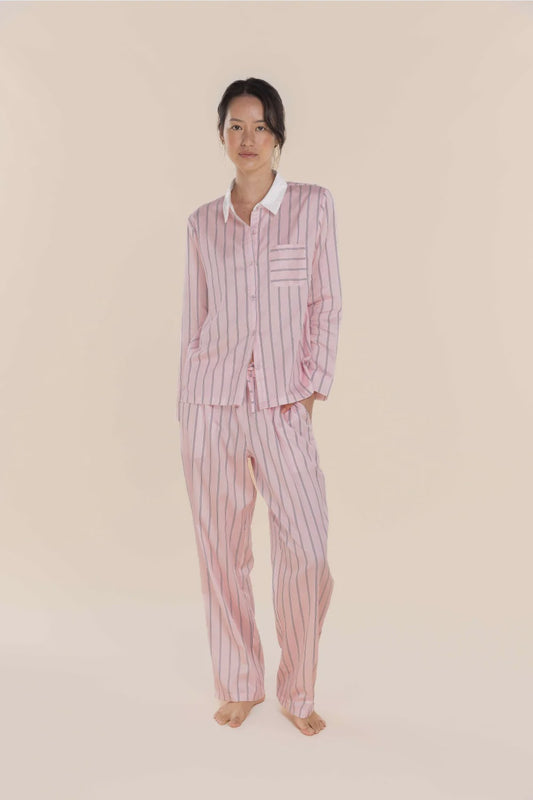 Belinda Cotton Long PJ Set in Pink