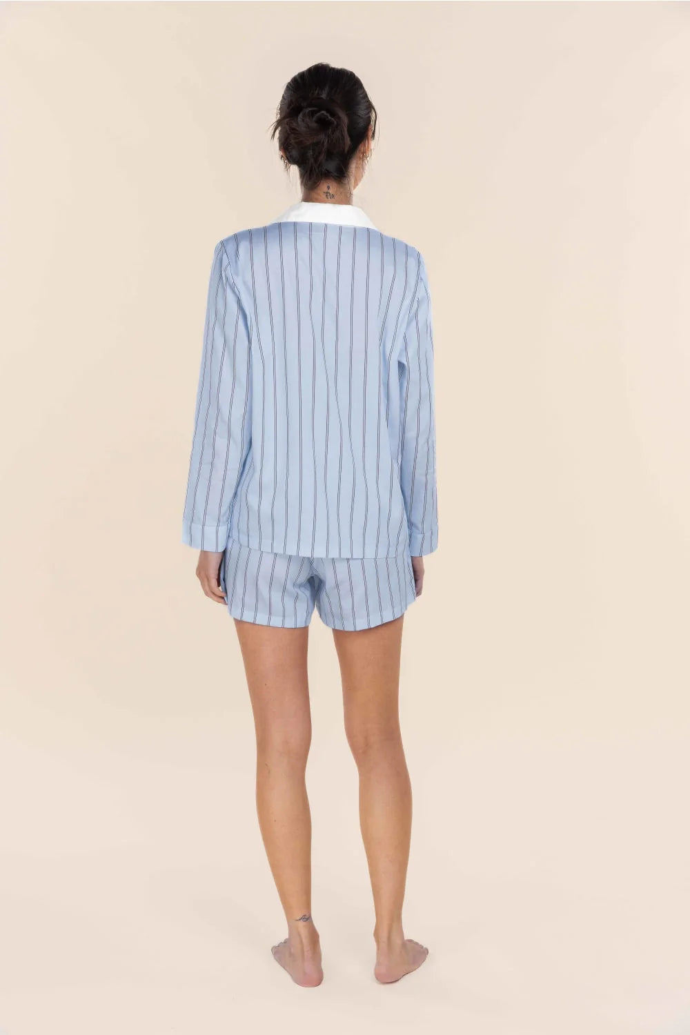 Birdie Long Sleeve Short Pyjama Set in Blue