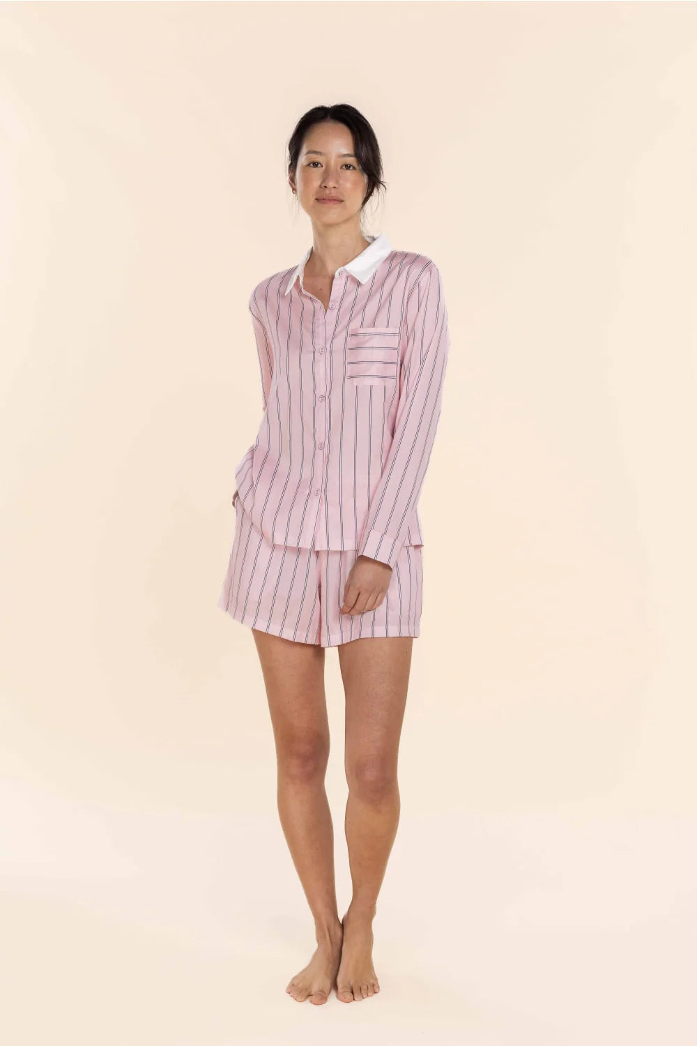 Birdie Long Sleeve Short Pyjama Set in Pink