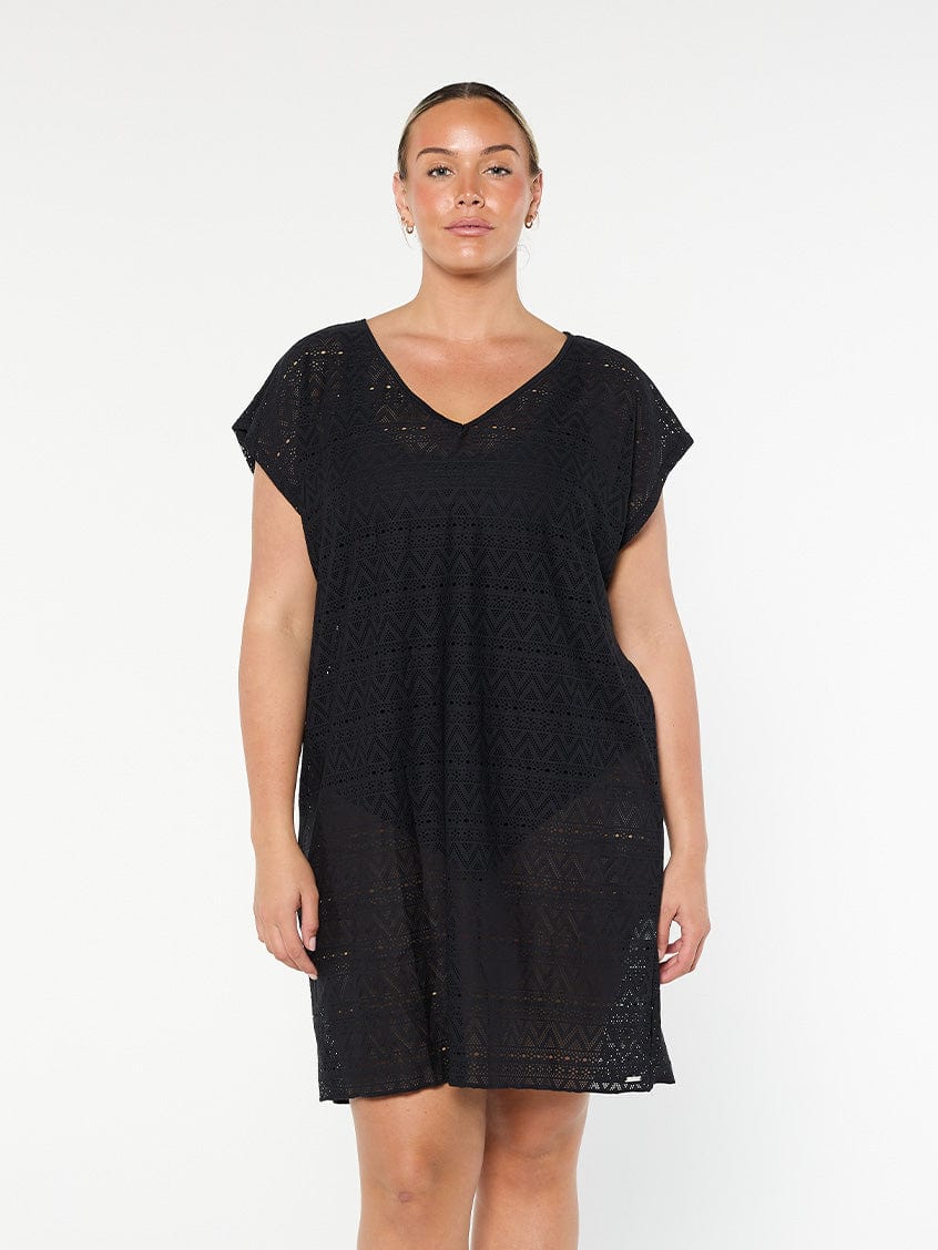 Mesh Beach Cover Up in Black