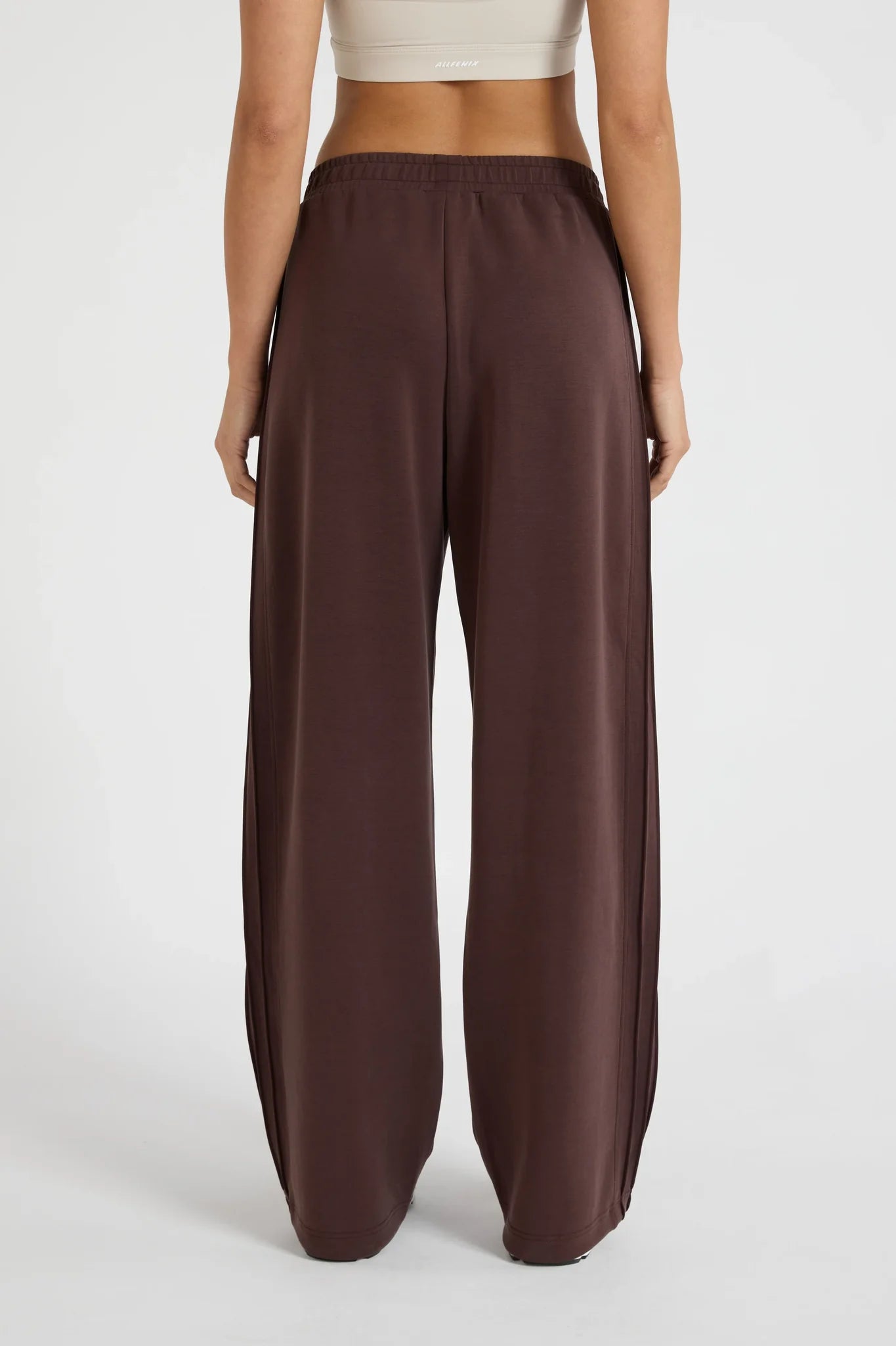 Soft Luxury Pin Tuck Wide Leg Track Pant in Espresso