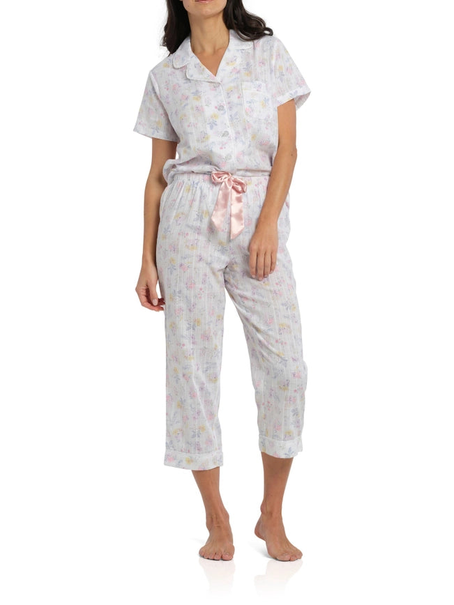 Spring Meadow Cotton Pyjama Set with 7/8 Pants