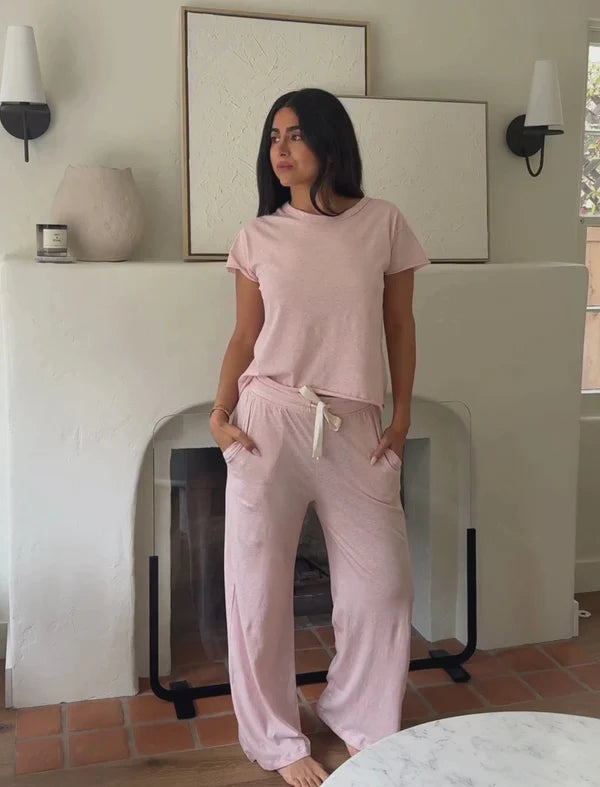 Jada Organic Cotton Knit Boxy Tee in Papinelle Pink