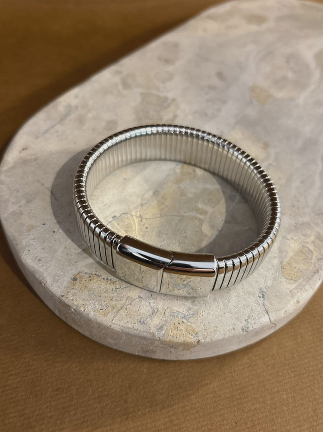 Bold Snake Magnetic Bangle in Silver