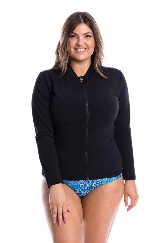 Black chlorine resistant long sleeve rash vest