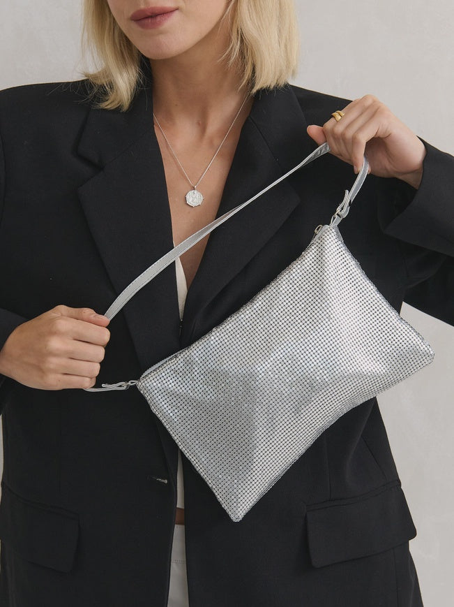 Stella Glomesh Party Bag in Silver