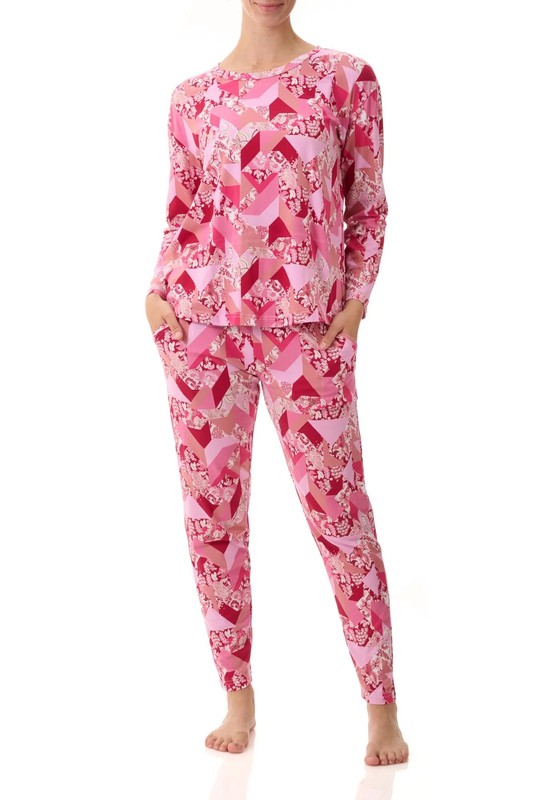 Questa Cranberry long pyjama with slim leg